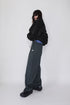 CIRCLE RIBBED NYLON MA-1 -BLACK-